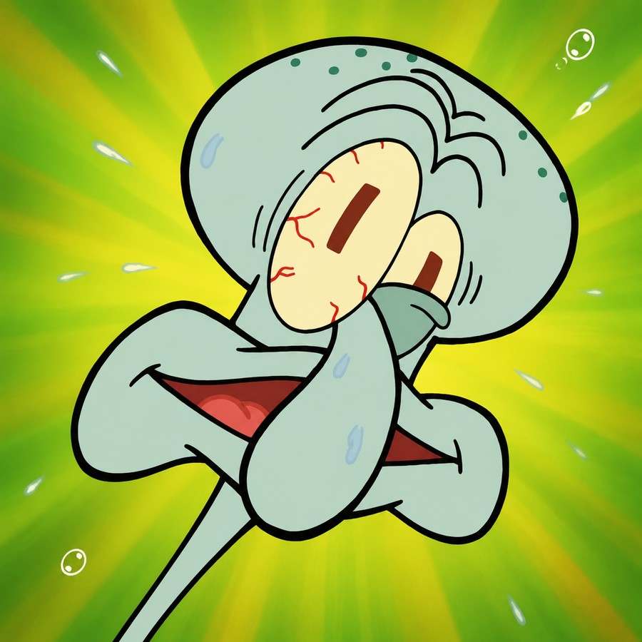 The Fed Up mascot, eyes bloodshot, teeth clenched